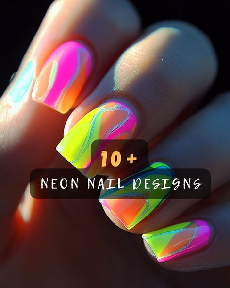 Get playful with your manicure using these 10 neon nail art ideas! From neon stripes to glowing polka dots, these designs are perfect for showcasing your fun and vibrant personality. 💅✨ #NeonNailArt #BrightAndBold #NailInspo #ChicManicure #GlowUpStyle #FunAndVibrant #BoldLooks Nude Nails With Neon Design, Black Light Nail Designs, Neon Nails With Design, Black Nails With Neon Design, Neon And Black Nails, Dark Nails Acrylic, Glow In The Dark Nails, Neon Nail Art, Chic Manicure