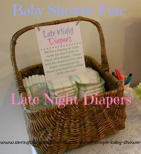 #Baby Shower Fun!  Late Night Diapers!  Guests can write funny or encouraging messages on diapers. Write On Diapers Ideas, Simple Baby Shower Ideas, Baby Shower Card Box, Baby Shower Messages, Baby Shower Gifts For Guests, Funny Baby Gifts, Funny Baby Shower Games, Baby Shower Wording, Dinosaur Baby Shower