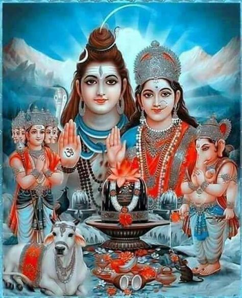 Shiv Parivar, Durga Picture, Shiva Shankara, Indian Illustration, Om Namah Shivay, Shiva Parvati Images, Navratri Images, Lord Shiva Hd Wallpaper, Lord Shiva Family