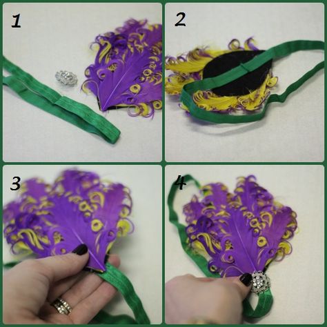 Diy Mardi Gras Headband, Mardi Gras Hair, Mardi Gras Headband, Mardi Grad, Cute Hair Bows, Madi Gras, Mommy Me Outfits, Grad Diy, Hair Bands Diy