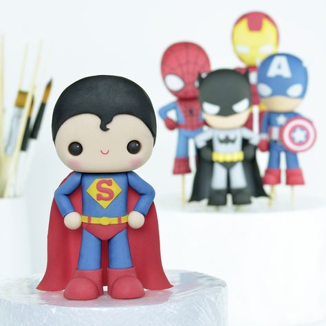 I made this cake topper using the 'Superhero' templates :) You can download FREE additional templates from my website :) / cute, superman, superhero, hero, cake topper, figure, figurine, how to make, step by step, fondant, gum paste, kids, boys, standing, idea, clay, inspiration, Crumb Avenue, tutorial, templates, pattern Superman Fondant Topper, Superman Cake Topper, Superhero Treats, Superman Birthday Cake, Superhero Template, Superhero Cake Toppers, Cute Superhero, Superman Cake, Hero Cake