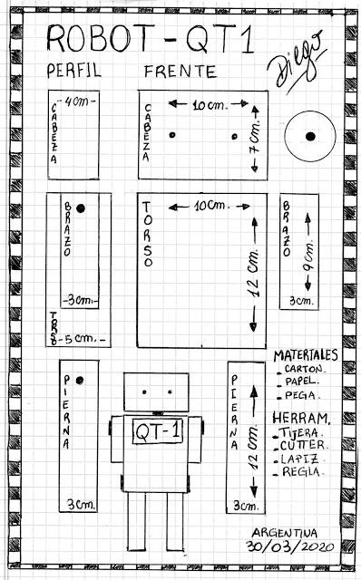 PLANO ROBOT DE CARTON ARTICULADO RETRO FUTURISTA