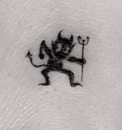 Hot Stuff The Little Devil Tattoo, Dancing Devil Tattoo, Devil Whispering In Ear, Cute Devil Tattoo, Devil On Shoulder, Little Devil Tattoo, Devil Symbol, Body Ideas, Devil Tattoo