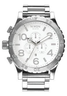 Nixon 51-30 Chrono, High Polish / White Nixon Watch Men, Surf Watch, Golf Watch, Oversized Watches, Nixon Watch, Chrono Watches, Mens Chronograph, White Watch, Chronograph Watch Men