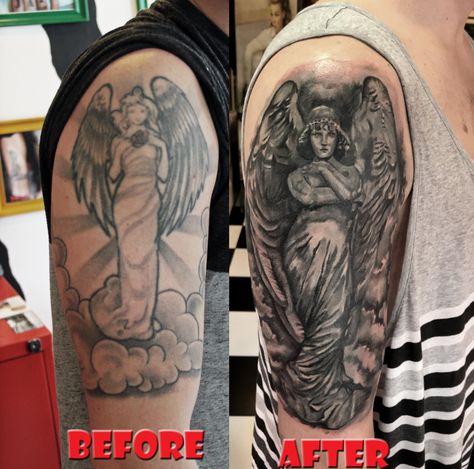 angel tattoo cover up , London Blue Lady Tattoo , tattoo by Zsolt Mihaly, realistic tattoos, tattoo cover up London,angel tattoo Lady Tattoo, Colour Tattoo, Tattoo Cover Up, Tattoo Cover, London Ontario, Tattoo Cover-up, Cover Up Tattoo, Angel Tattoo, Tattoo Work