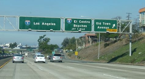 Interstate 5, School Places, Interstate Highway, Los Angeles Beaches, Snoopy Funny, Washington Street, Road Signs, Road Trips, Old Town