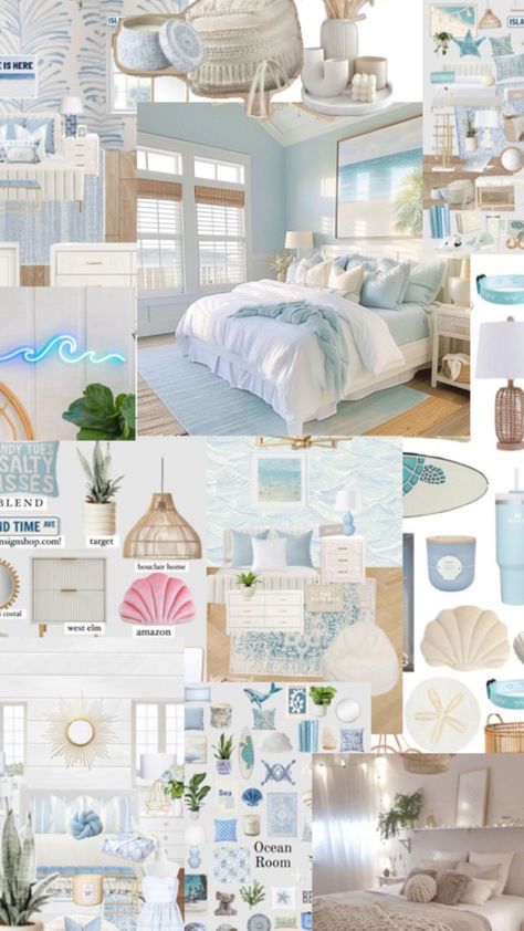 Beach Bedroom Inspirations, Sea Salt Sand Room Aesthetic, Coastal Room Decor Ideas, Sea Salt Sand Room, Costal Granddaughter Room Aesthic, Sea Salt Bedroom, Costal Bedroom, Surf Room Decor, Coastal Room Decor