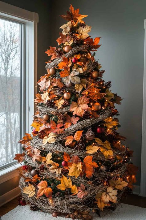 Fall is a time of cozy evenings, warm drinks, and vibrant foliage. But did you know it’s also the perfect season to reinvent your holiday decor? Yes, we’re talking about Fall Christmas Trees! Combining the Classy Christmas Tree, Fall Christmas Tree, Thanksgiving Tree, Classy Christmas, Fall Table Settings, Unique Christmas Trees, Fall Thanksgiving Decor, Christmas Tree Inspiration, Fall Outdoor Decor