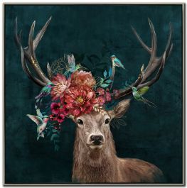 Moose Skull, Streamline Art, Floral Antlers, Deer Art, Cottage Art, Hur Man Målar, Fir Wood, Canvas Art Wall Decor, Wall Deco