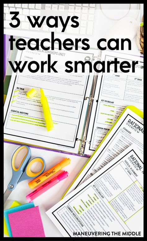 Teachers have lots to do and not a lot of time to do it. Here are our 3 tips for increasing teacher productivity. | maneuveringthemiddle.com High School Teacher Hacks, Teacher Coaching, Teacher Productivity, Teacher Time Management, Curriculum Planner, Middle School Math Teacher, Secondary School Teacher, Teacher Summer, We Are Teachers