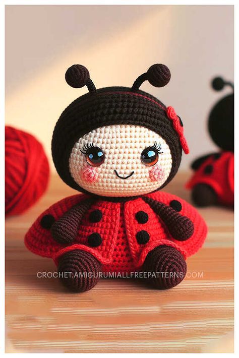 Amigurumi Ladybug Crochet Free Pattern Ladybird Crochet Pattern Free, Ladybug Crochet, Crochet Ladybug, Crochet Bird Patterns, Knitting Patterns Free Scarf, Crochet Dolls Free Patterns, Crochet Animals Free Patterns, Crochet Amigurumi Free Patterns, Crochet Square Patterns