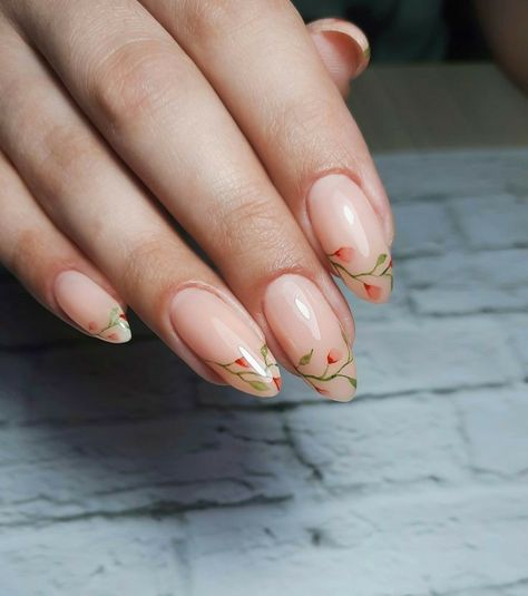 Neutral Nails Acrylic, Floral Nail Designs, Subtle Nails, Minimal Nails, Soft Nails, Neutral Nails, Prom Nails, Fire Nails, Floral Nails