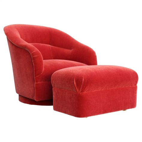 Ward Bennett Brickel Red Mohair Upholstered Swivel Tub Lounge Chair With Ottoman For Sale at 1stDibs Ward Bennett, Lounge Chair With Ottoman, Drink Stand, Lounge Chair And Ottoman, Chair With Ottoman, American Icons, The 1960s, Reupholster, Chair And Ottoman