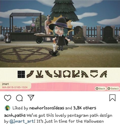 Animal Crossing Vines Design, Acnh Witch Circle Code, Pentagram Acnh Code, Animal Crossing Pentagram Design, Acnh Witch Island Dream Code, Acnh Gothic Design Codes, Punk Acnh Island, Acnh Pentagram Designs, Animal Crossing Witchcore Codes