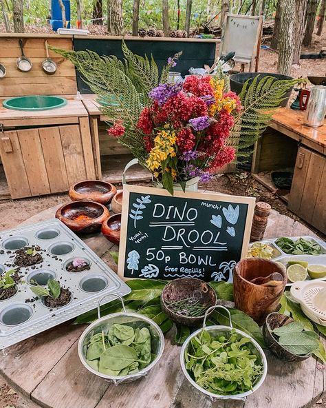 Dinosaur Continuous Provision, Outdoors Eyfs, Dino Cupcakes, Reggio Preschool, Outdoor Tea Parties, Learning Garden, Nature Activity, Curiosity Approach, Pestle And Mortar