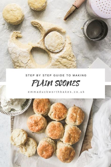 An easy and simple recipe with step by step photos, showing you how to make the best plain scones. Soft, fluffy and served with cream and jam, I share this fool proof scone recipe so that you too can enjoy the perfect scone at home. By Emma Duckworth English Scone, Plain Scones, Scones And Jam, English Scones, Perfect English, Fool Proof, Homemade Recipe, Bread Recipes Sweet, Fool Proof Recipes