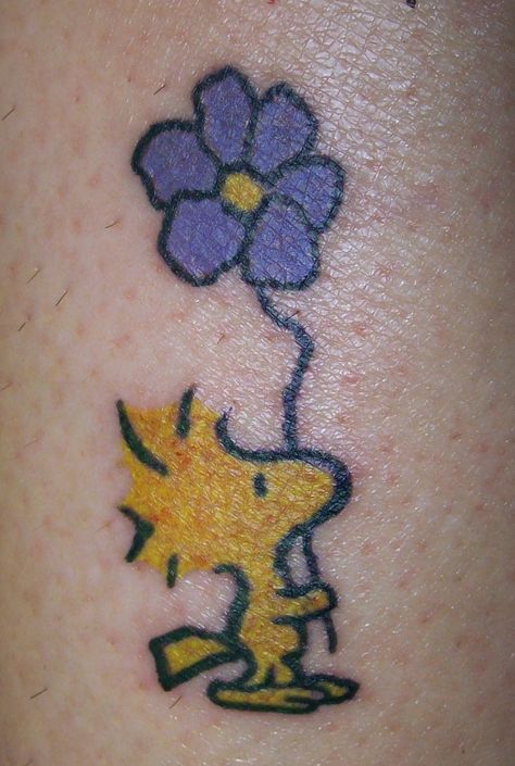 My little Woodstock tattoo! Woodstock Tattoo, Match Tattoo, Snoopy Tattoo, Mastectomy Tattoo, Fun Tattoos, Pumpkin Tattoo, Favorite Tattoos, Snoopy Funny, Line Art Tattoos