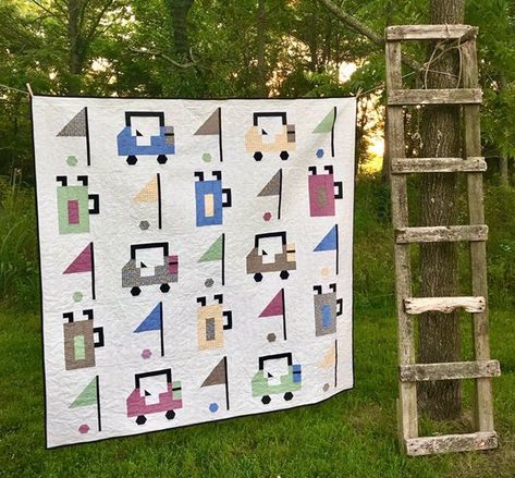 Golf Quilt, Golf Flag, Log Cabin Quilt Pattern, Flag Quilt, Embroidery Blanks, Log Cabin Quilt, Quilting Rulers, Quilt Block Pattern, Quilts Ideas