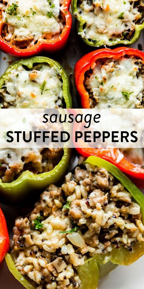 Sausage Rice Stuffed Peppers, Stuff Peppers With Sausage, Stuffed Green Peppers With Sausage, Stuffed Peppers Recipe Sausage, Sausage Stuffed Jalapeno Peppers, Ground Sausage Stuffed Peppers, Sausage Stuffed Peppers Cream Cheese, Stuffed Peppers With Sausage And Rice, Stuff Peppers With Rice