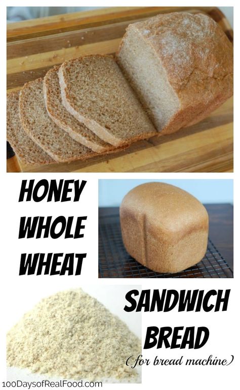 Super easy honey whole wheat sandwich bread that you can use in your bread machine, or regular oven Sandwich Bread Recipe For Bread Machine, Whole Wheat Bread Machine, Whole Wheat Sandwich Bread Recipe, Bread Recipe For Bread Machine, Wheat Sandwich Bread Recipe, Bread For Bread Machine, Bread In A Bread Machine, Recipe For Bread Machine, Bread Maker Bread