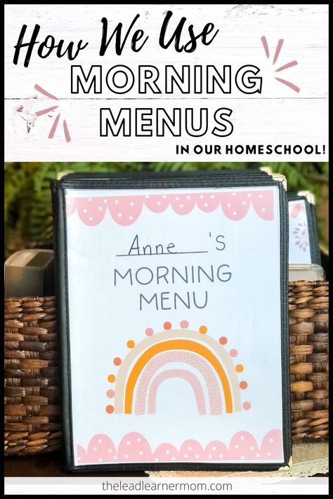 Homeschool Menu Plan, Preschool Morning Calendar, Kindergarten Routines At Home, Morning Board Homeschool, Morning Invitation Ideas, Homeschool Calendar Time, Morning Menu First Grade, Morning Binder Kindergarten, Morning Binders First Grade