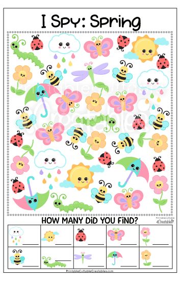 Spring I Spy, Spy Games For Kids, Spring Theme Preschool, Spring Preschool Activities, Free Printables For Kids, Kids Budget, Spring Worksheet, Spring Activity, Spring Games