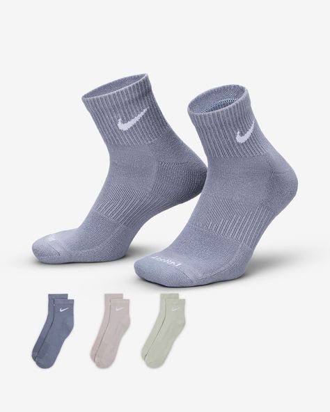 Nike Everyday Plus Cushioned Training Ankle Socks (3 Pairs). Nike.com Adidas Socks, Nike Just Do It, Ankle Socks, Just Do It, Do It, Arch, Stockings, Multi Color, Socks