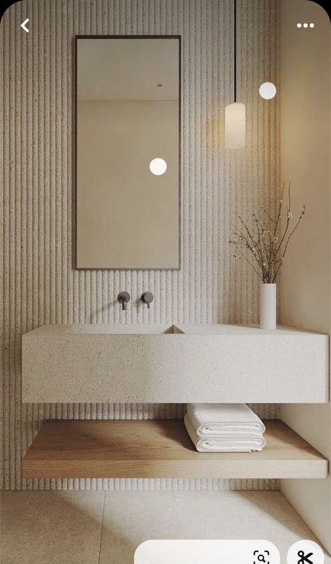 Spa Restroom Ideas, Beige Powder Room, Aspen Bathroom, Bad Beige, Family Bathroom Ideas, Drømme Bad, Bathroom Design Inspiration, Downstairs Bathroom, Bathroom Inspiration Decor