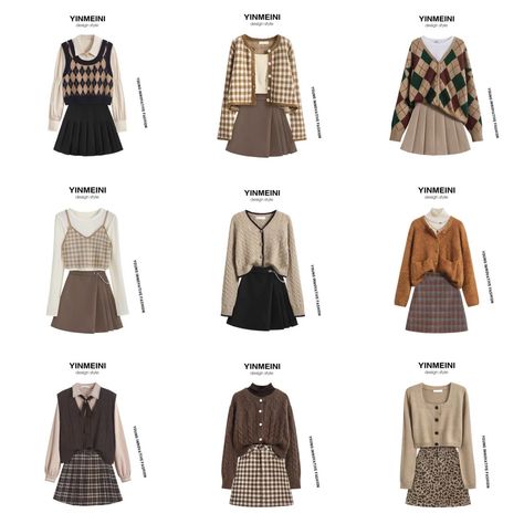 Cute Brown Outfits Korean, Brown Outfit Aesthetic Korean, Countryside Outfit, Outfit Retro, Academia Outfits, Korean Girl Fashion, Trendy Fashion Outfits, Simple Trendy Outfits, Kpop Fashion Outfits