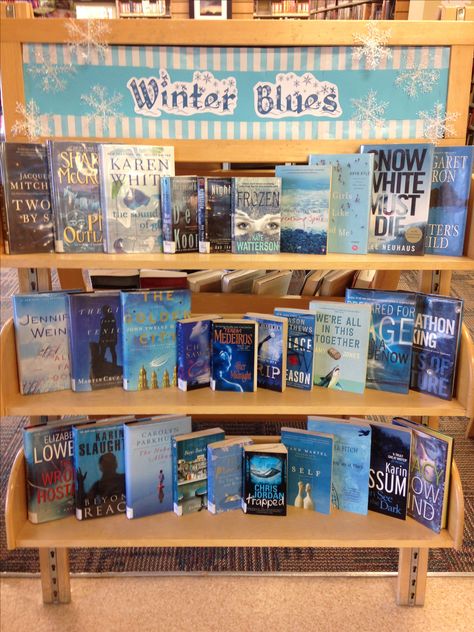 Author Of The Month Display, January Book Displays Library, January Book Display, Winter Book Display, January Library Displays, Winter Library Displays, Library Display Ideas, Winter Library, Public Library Programs