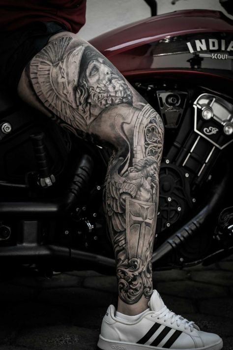 Lab Tattoo, Full Leg Tattoo, Sculpture Tattoo, Koi Tattoo Sleeve, Flag Tattoos, Half Sleeve Tattoos Forearm, Full Leg Tattoos, Gangsta Tattoos, Greek Mythology Tattoos