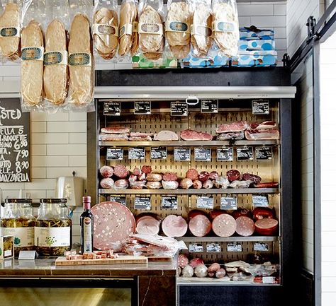 Italian Butcher Shop, Italian Deli Design, Italian Delicatessen, Deli Ideas, Cafe Ice Cream, Pasta Shop, Pasta Restaurants, Deli Cafe, Deli Shop