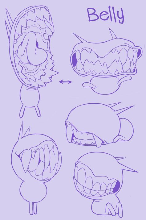 Stomach Mouth Monster, Toothy Grin Drawing Reference, Stretching Poses Reference Drawing, Monster Mouth Drawing, Belly Drawing, Mouth Monster, Belly Art, Mouth Drawing, Gambar Figur