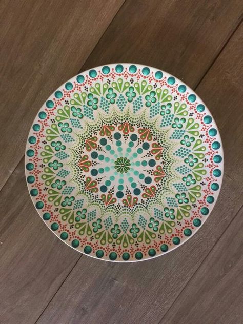 Mandala Plate, Etsy Artwork, Keramik Design, Mandala Artwork, Dot Mandala, Hand Painted Plates, Ceramics Pottery Art, Dot Art Painting, Mandala Painting