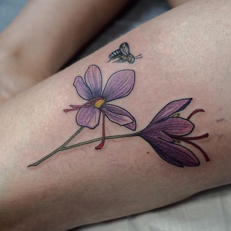 Spiderwort Tattoo, Saffron Crocus Tattoo, Saffron Flower Tattoo, Crocus Flower Tattoo, Crocus Tattoo, Mum Tattoo, Related Tattoos, Saffron Spice, Saffron Flower