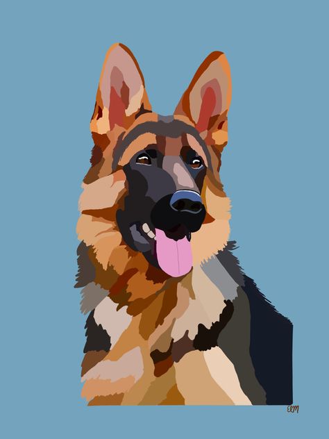 German Shepherd Wallpaper, German Shepherd Painting, Dog Caricature, German Shepherd Art, Puppy Sketch, Eagle Art, Dog Pets, Art Painting Gallery, Art Portraits