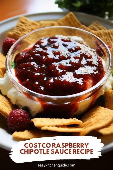 Have you ever tried Costco Raspberry Chipotle Sauce? If not, get ready to indulge in a unique combination of sweet raspberries and smoky chipotle peppers. The Original Roasted Raspberry Chipotle Sauce Recipes, Raspberry Chipotle Sauce Cream Cheese, Chipotle Cranberry Sauce, Raspberry Jalapeno Sauce, Roasted Raspberry Chipotle Sauce Recipe, Raspberry Chipotle Sauce Recipe, Raspberry Chipotle Dip, Chipotle Sauce Recipe, Chipotle Pepper Sauce