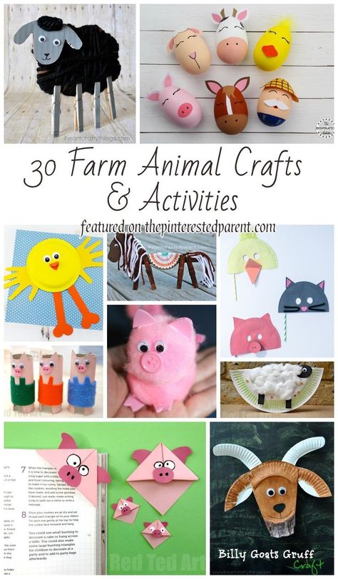 30 Farm Animal Crafts & Activities – The Pinterested Parent Animal Crafts For Kids Easy, Farm Animal Crafts For Kids, K Cup Crafts, Farm Week, Farm Printable, Preschool Farm, Crafts For Kids Easy, Farm Themed Party, Farm Animal Crafts