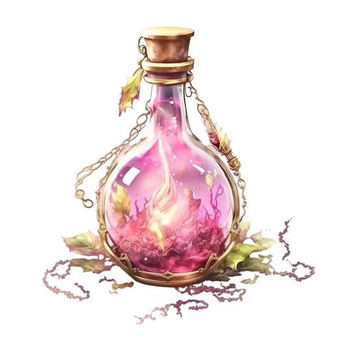 Dnd Drinks, Fantasy Potion, Magic Potion Bottles, Pink Potion, Fantasy Items, Magic Bottles, Potion Bottles, Magic Items, Pink Bottle