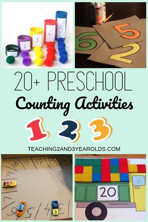 It's easy to put together preschool counting activities. I'm sharing over 20 math ideas that can easily be done in school or at home! #math #numbers #counting #home #homeactivity #school #education #preschool #3yearolds #4yearolds #teaching2and3yearolds Pre Reading Activities Preschool, Math Activities Preschool Counting, Preschool Counting Activities, Counting Activities For Preschoolers, Preschool Math Activities, Asd Activities, Prek Homeschool, Snake Crafts, Counting Activities Preschool