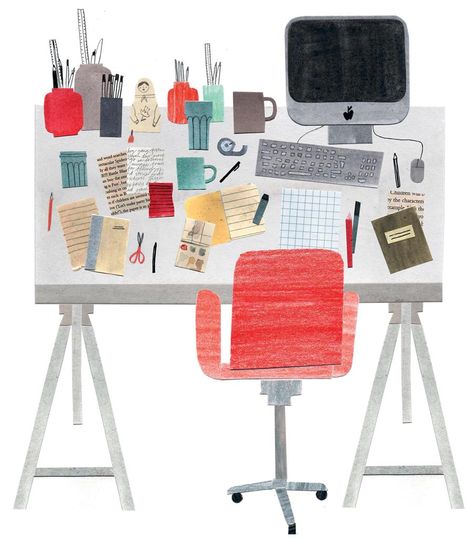 Desk Illustration, Illustration Kunst, Interior Illustration, My Desk, A Desk, Editorial Illustration, Cute Illustration, Graphic Design Illustration, Illustrations Posters