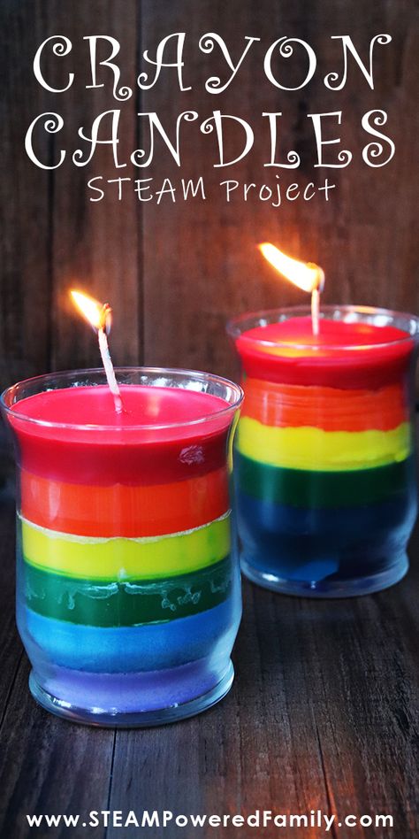 Crayon Candles Diy, Candle Diy Projects, Diy Candles With Crayons, Crayon Candles, Rainbow Crayons, Making Crayons, Rainbow Crayon, Diy Candles Easy, Steam Activity