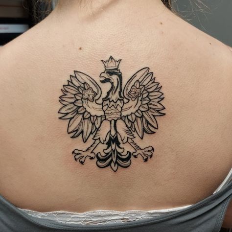 Polish Eagle Tattoo Women, Eagle Tattoo Simple, Polish Tattoo Ideas, Polish Eagle Tattoo, Eagle Back Tattoo, Polish Tattoos, Polish Eagle, Monkey Tattoos, Explore Tattoo