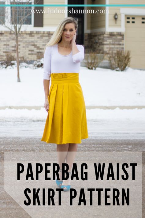 Paper Bag Waist Skirt, Paper Bag Skirt Pattern, Girls Sewing Patterns Free, A Line Skirt Pattern, Paper Bag Skirt, Diy Wardrobe, Skirt Tutorial, Sewing Patterns Girls, Diy Skirt