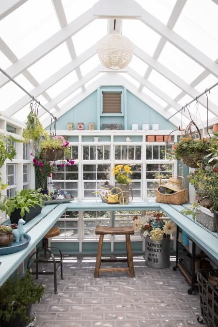 She Shed Greenhouse, Greenhouse Shed, Greenhouse Interiors, Room Of One's Own, Backyard Greenhouse, Greenhouse Plans, Backyard Sheds, Potting Sheds, Diy Greenhouse