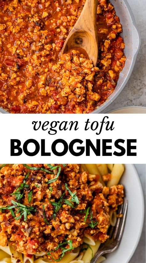 Tofu Bolognese, Vegan Bolognese Sauce, Tofu Pasta, Bolognese Sauce Recipe, Lentil Bolognese, Vegan Bolognese, Vegan Tofu, Bolognese Recipe, Vegan Pasta Recipes