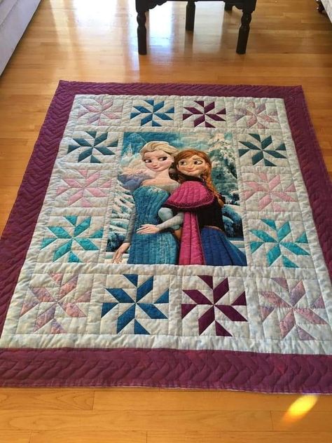 Princess Quilt Pattern, Disney Quilts, Frozen Quilt, Princess Quilt, Disney Quilt, Panel Quilt Patterns, Fabric Panel Quilts, Quilting Designs Patterns, Flower Quilt