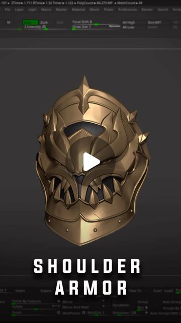 Hwng Nguyen on Instagram: "Shoulder Armor | Highpoly The full video timelapse is in the comment. Hope you like it! #armor #medieval #sculpt #artwork #modeling #hardsurface #zbrush #maya #fantasy #characterart #gameart #gameartwork #digitalart #digitalsculpture" Making Characters, Armor Medieval, Zbrush Tutorial, Digital Sculpture, Shoulder Armor, Game Artwork, Zbrush, Game Art, Character Art