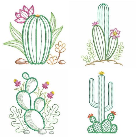 Cactus Patterns Printable, Cactus Embroidery Designs, Cactus Punch Needle, Cactus Embroidery Pattern, Western Projects, Embroidery Cactus, Cactus Flower Painting, Cactus Outline, Cactus Paintings