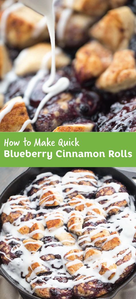 Cinnamon Rolls With Blueberry Pie Filling, Blueberry Pie Filling Cinnamon Roll Bake, Cinnamon Rolls With Blueberries, Blueberry Cinnamon Rolls Easy, Blueberry Cinnamon Roll Bake, Blueberry Cinnamon Roll Casserole, Cinnamom Rolls, Skillet Cinnamon Rolls, Rhodes Cinnamon Rolls